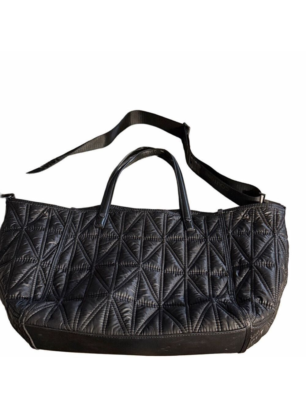 Black Quilted Tote Bag with Adjustable Strap